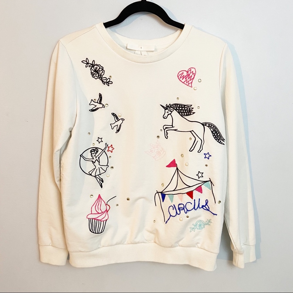 BREAD N BUTTER | Cute print white sweater